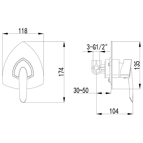 Смеситель для душа Lemark Mars LM3523C встраиваемый, хром Смеситель для душа Lemark Mars LM3523C встраиваемый, хром