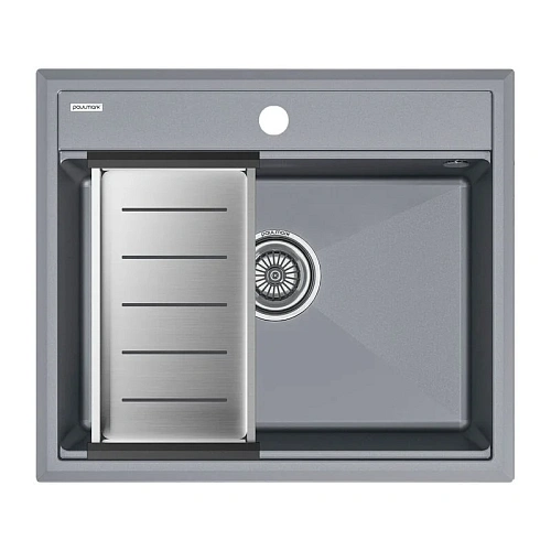 Кухонная мойка Paulmark STEPIA 60 с коландером ADVANCE брашированная PM115951-GRM+A375-BS Кухонная мойка Paulmark STEPIA 60 с коландером ADVANCE брашированная PM115951-GRM+A375-BS