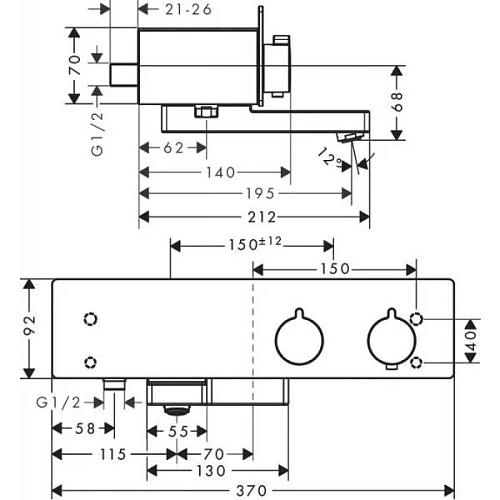 Смеситель для душа Hansgrohe ShowerTablet 350, ВМ термостатический белый/хром 13107400 Смеситель для душа Hansgrohe ShowerTablet 350, ВМ термостатический белый/хром 13107400