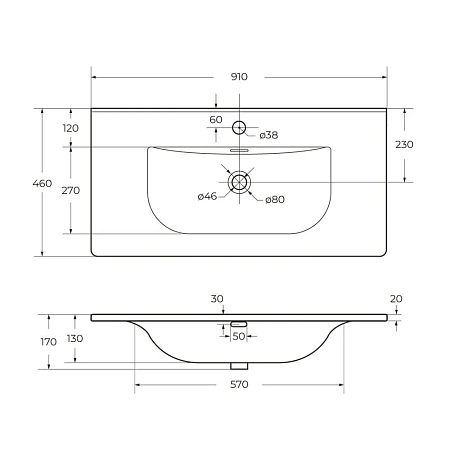 Раковина BelBagno BB-8099-90 910x460 Раковина BelBagno BB-8099-90 910x460