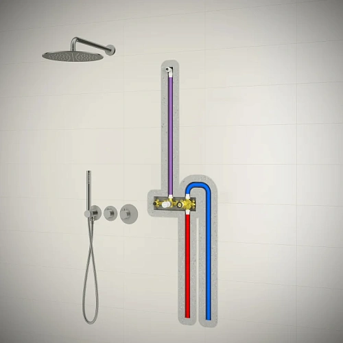 Душевая система Timo Saona SX-2359/19SM с термостатом, встраиваемая, розовое золото Душевая система Timo Saona SX-2359/19SM с термостатом, встраиваемая, розовое золото