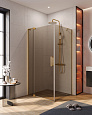 Душевой уголок CEZARES SLIDER-AH-1-90-100/110-BR-BORO 100-110x90см стекло тонированное (бронза), профиль брашированное золото