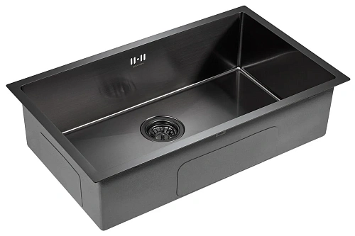 Кухонная мойка Paulmark GERBERG 74 UNI, PM257444-GM, вороненая сталь, 740х440мм Кухонная мойка Paulmark GERBERG 74 UNI, PM257444-GM, вороненая сталь, 740х440мм