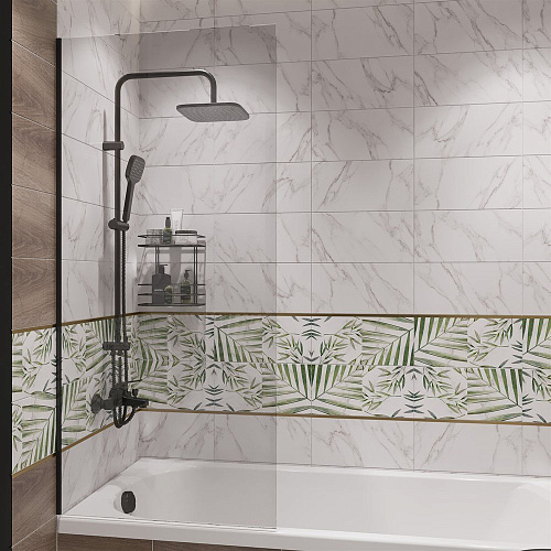 Шторка на ванну DIWO Анапа распашная 75х140, профиль черный матовый 569212 Шторка на ванну DIWO Анапа распашная 75х140, профиль черный матовый 569212