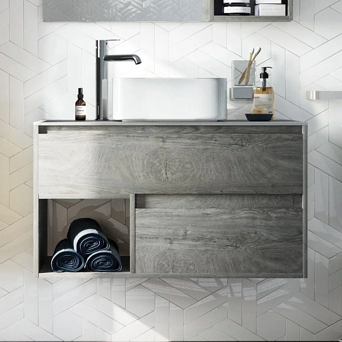 Комплект мебели STWORKI Карлстад 90 дуб рошелье, монте тиберио, с отверстием для смесителя в столешн 425490 Комплект мебели STWORKI Карлстад 90 дуб рошелье, монте тиберио, с отверстием для смесителя в столешн 425490