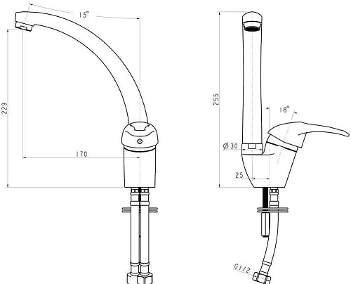 Смеситель для кухни Paulmark Holstein черный, Ho212057-308 Смеситель для кухни Paulmark Holstein черный, Ho212057-308
