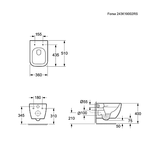 Унитаз подвесной Ambassador Forsa 243K19002RS (510x360x350) безободковый с сиденьем Унитаз подвесной Ambassador Forsa 243K19002RS (510x360x350) безободковый с сиденьем