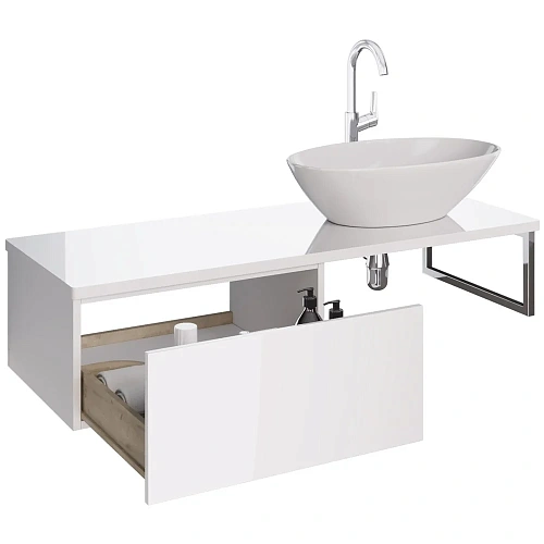 Ящик DREJA BOX, 60 см, подвесной, для стеклянной столешницы LINE, 1 ящик, push-to-open, белый глянец 99.9100 Ящик DREJA BOX, 60 см, подвесной, для стеклянной столешницы LINE, 1 ящик, push-to-open, белый глянец 99.9100