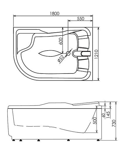 Акриловая ванна Gemy G9083 B R 180x121 угловая, асимметричная, правая, гидромассажная Акриловая ванна Gemy G9083 B R 180x121 угловая, асимметричная, правая, гидромассажная