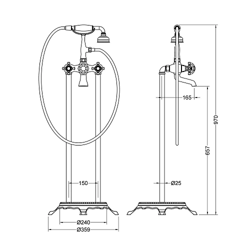 Смеситель для ванны Timo Nelson 1900/03Y-CR напольный черный Смеситель для ванны Timo Nelson 1900/03Y-CR напольный черный