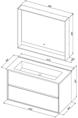 Тумба под раковину Aquanet Милан 105 дуб рошелье 00339972 подвесная Тумба под раковину Aquanet Милан 105 дуб рошелье 00339972 подвесная