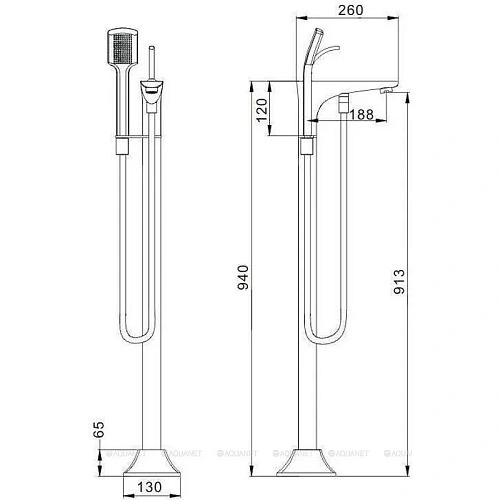 Смеситель для ванны Aquanet JA-6001 напольный 00181594 Смеситель для ванны Aquanet JA-6001 напольный 00181594