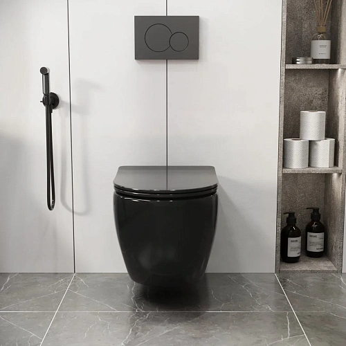 Унитаз подвесной GROSSMAN GR-4411BS Color 560x360x350 черный безободковый с тонкой крышкой Унитаз подвесной GROSSMAN GR-4411BS Color 560x360x350 черный безободковый с тонкой крышкой