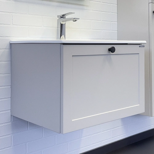 Тумба с раковиной Comforty Ереван-60 00-00017879 серый шелк раковина Comforty 60E Тумба с раковиной Comforty Ереван-60 00-00017879 серый шелк раковина Comforty 60E