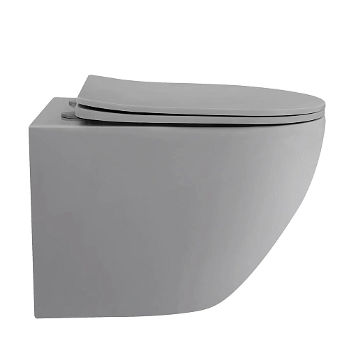Унитаз подвесной ABBER Bequem AC1101TMG серый матовый, безободковый, смыв торнадо Унитаз подвесной ABBER Bequem AC1101TMG серый матовый, безободковый, смыв торнадо