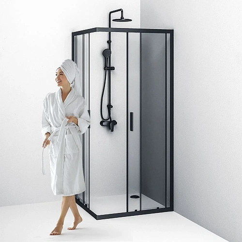 Душевой уголок AM.PM Gem S W93G-403-090BT S Slide 90x90 стекло прозрачное, профиль черный матовый Душевой уголок AM.PM Gem S W93G-403-090BT S Slide 90x90 стекло прозрачное, профиль черный матовый