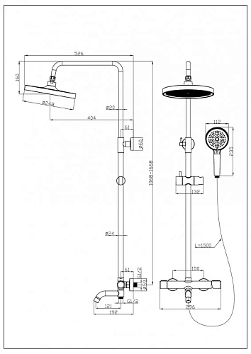 Душевая система Esbano CELINE (ESDSCELI-DSXR) хром глянцевый 1668x526x296 Душевая система Esbano CELINE (ESDSCELI-DSXR) хром глянцевый 1668x526x296