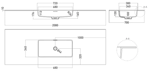 Раковина Salini ONDA PLUS 72 14022031MN Раковина Salini ONDA PLUS 72 14022031MN