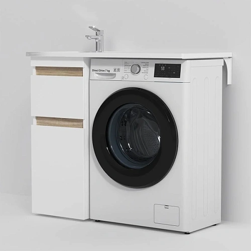 Раковина AM.PM X-Joy M85AWPL1001WG над стиральной машиной, литьевой мрамор, левая, 100 см, белый Раковина AM.PM X-Joy M85AWPL1001WG над стиральной машиной, литьевой мрамор, левая, 100 см, белый