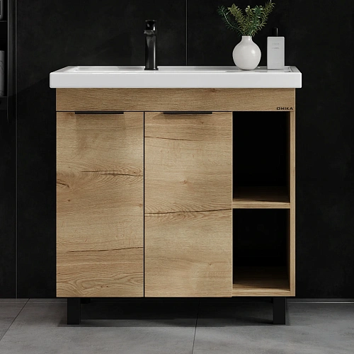Тумба под раковину Onika Легран 80 см 108063 напольная, дуб галифакс (для Фостер 80 Пр.) Тумба под раковину Onika Легран 80 см 108063 напольная, дуб галифакс (для Фостер 80 Пр.)