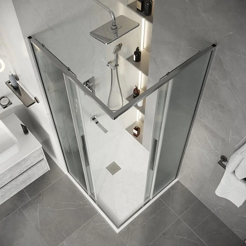 Душевой уголок Niagara Nova NG-4622-34 (80х80х195) квадрат, раздвижная, хром, стекло рифленое Душевой уголок Niagara Nova NG-4622-34 (80х80х195) квадрат, раздвижная, хром, стекло рифленое