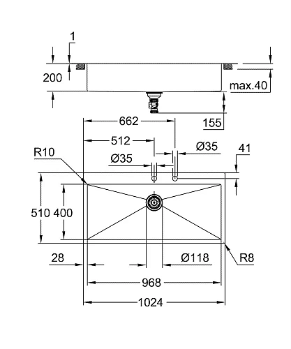 Кухонная мойка GROHE K800, нержавеющая сталь (31586SD1) Кухонная мойка GROHE K800, нержавеющая сталь (31586SD1)
