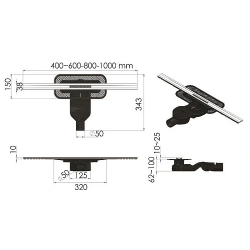 Душевой лоток BERGES SIMPEL 600, матовый хром, S-сифон D50 H60 боковой 090111 Душевой лоток BERGES SIMPEL 600, матовый хром, S-сифон D50 H60 боковой 090111