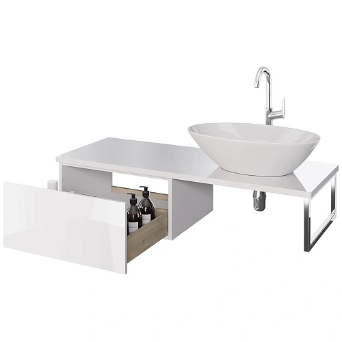 Ящик DREJA BOX, 60 см, подвесной, для стеклянной столешницы LINE, 1 ящик, push-to-open, белый глянец 99.9100 Ящик DREJA BOX, 60 см, подвесной, для стеклянной столешницы LINE, 1 ящик, push-to-open, белый глянец 99.9100