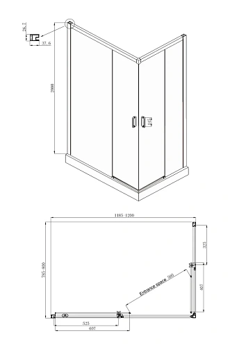 Душевой уголок Ambassador Queen 11011205LBlack (1200x800x2000) Душевой уголок Ambassador Queen 11011205LBlack (1200x800x2000)