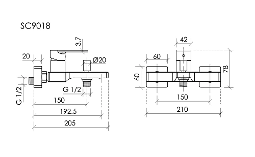 Смеситель для ванны SANCOS Studio SC9018BN брашированный никель Смеситель для ванны SANCOS Studio SC9018BN брашированный никель