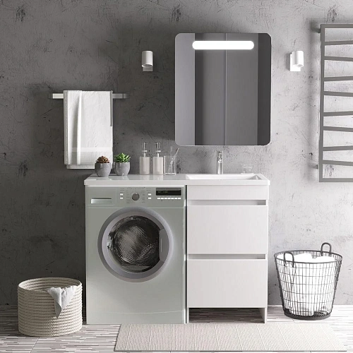 Тумба с раковиной Orange Sistema ST-110TUW+RAR напольная, правая 110 см под стиральную машину, белый Тумба с раковиной Orange Sistema ST-110TUW+RAR напольная, правая 110 см под стиральную машину, белый