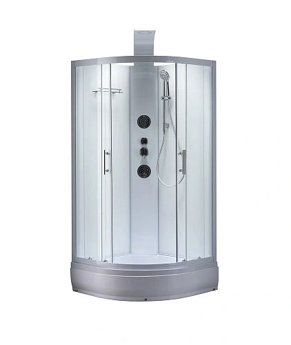 Душевая кабина Taliente с гидромассажем, 100x100x220см, четверть круга, профиль белый, прозрозрачное TA-100CW Душевая кабина Taliente с гидромассажем, 100x100x220см, четверть круга, профиль белый, прозрозрачное TA-100CW