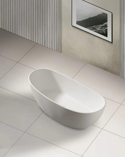 Ванна отдельностоящая ABBER AS9615-1.8 180x85 универсальная, белая матовая, искусственный камень Ванна отдельностоящая ABBER AS9615-1.8 180x85 универсальная, белая матовая, искусственный камень