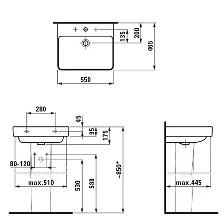 Раковина Laufen Pro S 1096.2 (8.1096.2.000.104.1, 550x465x175мм) Раковина Laufen Pro S 1096.2 (8.1096.2.000.104.1, 550x465x175мм)