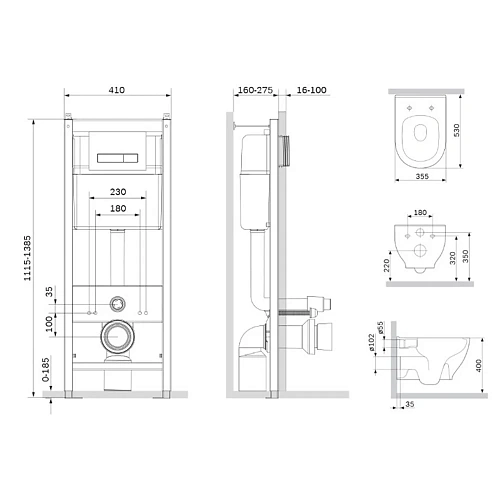 Комплект унитаза AM.PM Like FlashClean IS30251.801701 с инсталляцией, сиденьем микролифт и клавишей Комплект унитаза AM.PM Like FlashClean IS30251.801701 с инсталляцией, сиденьем микролифт и клавишей