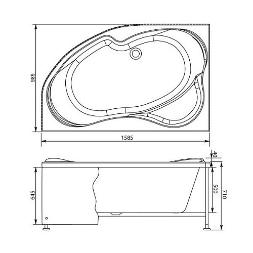 Экран для ванны фронтальный Aquanet Capri 160 R черная 00176557 Экран для ванны фронтальный Aquanet Capri 160 R черная 00176557
