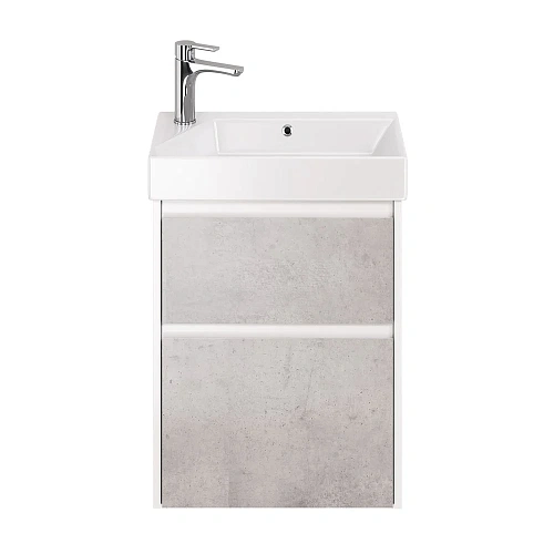 Тумба под раковину DREJA SLIM, 55 см, подвесная/напольная, 2 ящика, белый глянец / бетон 99.0502 Тумба под раковину DREJA SLIM, 55 см, подвесная/напольная, 2 ящика, белый глянец / бетон 99.0502