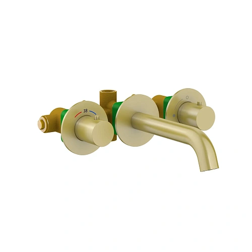 Смеситель для раковины Timo Saona 2381/17SM встраиваемый с термостатом золото матовое Смеситель для раковины Timo Saona 2381/17SM встраиваемый с термостатом золото матовое