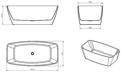 Ванна отдельностоящая Vincea VBT-215 165х80 см, белая акриловая Ванна отдельностоящая Vincea VBT-215 165х80 см, белая акриловая