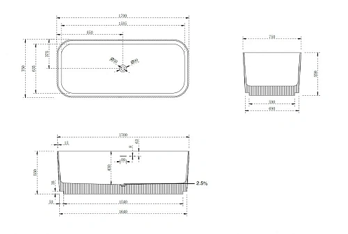 Ванна отдельностоящая ABBER AS9663 170x75 универсальная, белая матовая, искусственный камень Ванна отдельностоящая ABBER AS9663 170x75 универсальная, белая матовая, искусственный камень