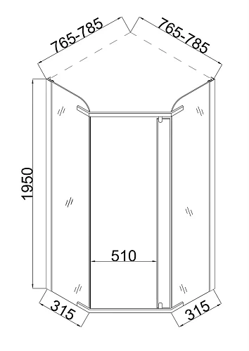 Душевой уголок Taliente 80x80x195см, пятиугольный, распашной, прозр.стекло 6мм, черный профиль TA-08083-1CB Душевой уголок Taliente 80x80x195см, пятиугольный, распашной, прозр.стекло 6мм, черный профиль TA-08083-1CB