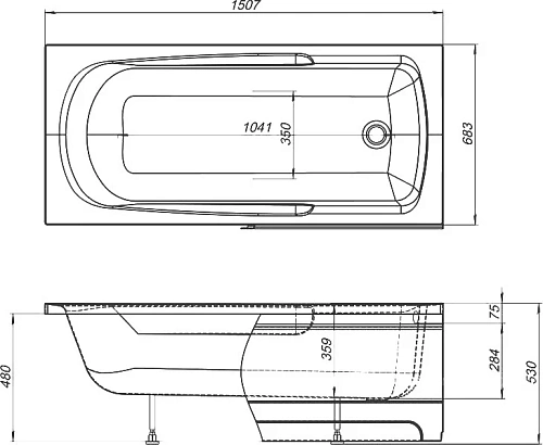 Акриловая ванна DIWO Ростов 150х70, встраиваемая, прямоугольная, без гидромассажа, с подлокотниками 462394 Акриловая ванна DIWO Ростов 150х70, встраиваемая, прямоугольная, без гидромассажа, с подлокотниками 462394
