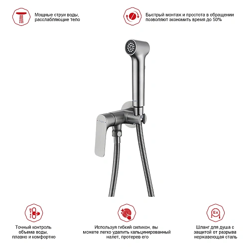 Гигиенический душ Raglo R03.52.09 встраиваемый, графит Гигиенический душ Raglo R03.52.09 встраиваемый, графит