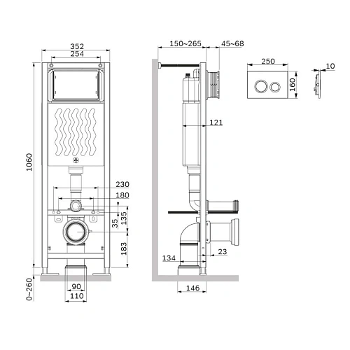Инсталляция для унитаза AM.PM ErgoFit I012711.0138 ErgoFit с клавишей пластик, черный матовый Инсталляция для унитаза AM.PM ErgoFit I012711.0138 ErgoFit с клавишей пластик, черный матовый