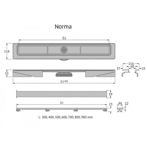 Душевой лоток BERGES напольный С1 Norma 700 нержавеющая сталь, матовый черный 095038 Душевой лоток BERGES напольный С1 Norma 700 нержавеющая сталь, матовый черный 095038