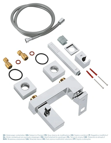 Смеситель для ванны GROHE Eurocube с душевым гарнитуром, хром (23141000) Смеситель для ванны GROHE Eurocube с душевым гарнитуром, хром (23141000)