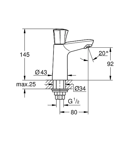 Кран GROHE Costa L (без функции смешивания воды), хром (20186001) Кран GROHE Costa L (без функции смешивания воды), хром (20186001)