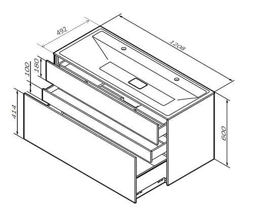 Тумба под раковину AM.PM Inspire V2.0 M50AFHX1203GM подвесная, 120 см, push-to-open, графит мато Тумба под раковину AM.PM Inspire V2.0 M50AFHX1203GM подвесная, 120 см, push-to-open, графит мато