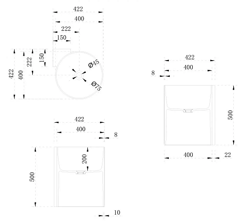 Раковина ABBER Stein AS2625 подвесная, белая матовая Раковина ABBER Stein AS2625 подвесная, белая матовая
