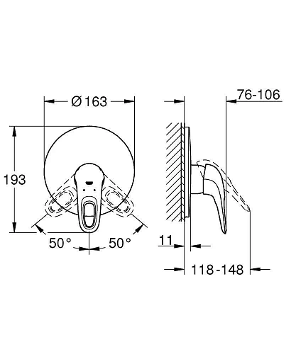 Смеситель для душа GROHE Eurostyle new, белая луна (19507LS3) внешняя часть Смеситель для душа GROHE Eurostyle new, белая луна (19507LS3) внешняя часть